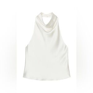 Zara Ivory Satin Halter Top